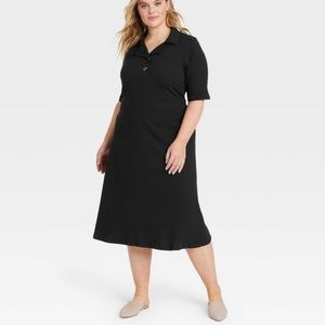 Women's Elbow Sleeve Polo Rib Dress - Who What Wear Size 2X